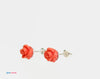 עגילי כסף צמודים בצורת פרח שושנה רוז קורל בהיר - Gemazone Jewelry הבית שלך לתכשיטים עדינים