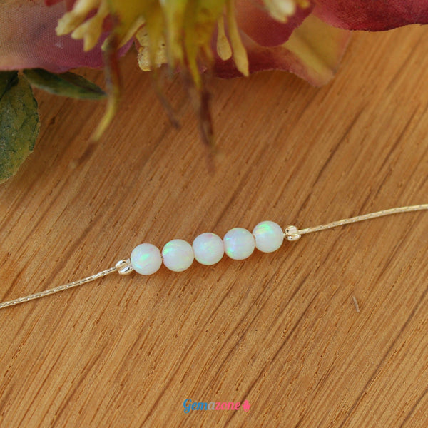 צמיד כסף עם חרוזים בצבע אופל לבן - Gemazone Jewelry הבית שלך לתכשיטים עדינים