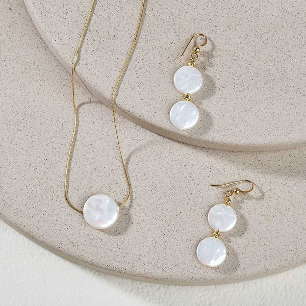 סט תכשיטים גולדפילד עם מטבעות צדף לבן טבעי - Gemazone Jewelry ג'מזון תכשיטים