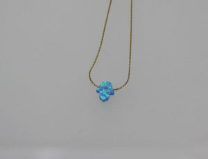 שרשרת גולדפילד עדינה עם תליון חמסה קטנה בצבע אופל טורקיז - Gemazone Jewelry הבית שלך לתכשיטים עדינים