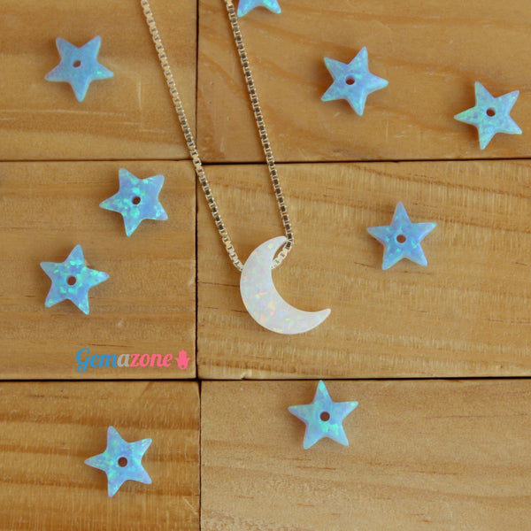 שרשרת כסף עדינה עם תליון ירח בצבע אופל לבן - Gemazone Jewelry הבית שלך לתכשיטים עדינים