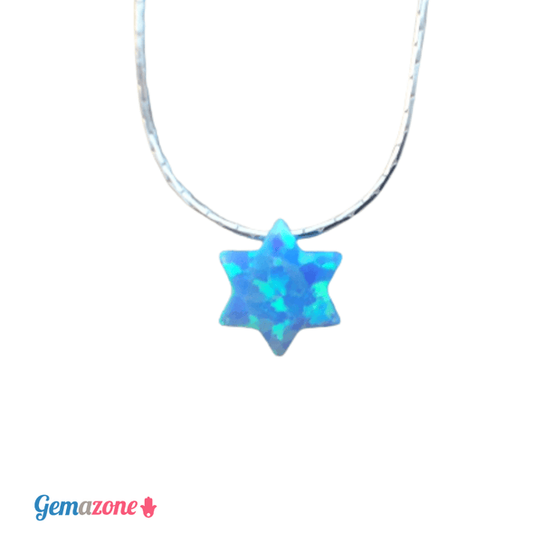 שרשרת כסף עם תליון מגן דוד בצבע אופל טורקיז - Gemazone Jewelry ג'מזון תכשיטים